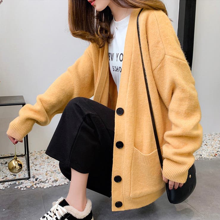 ゆったり感が可愛いルーズシルエットニットカーディガン ルーズ
