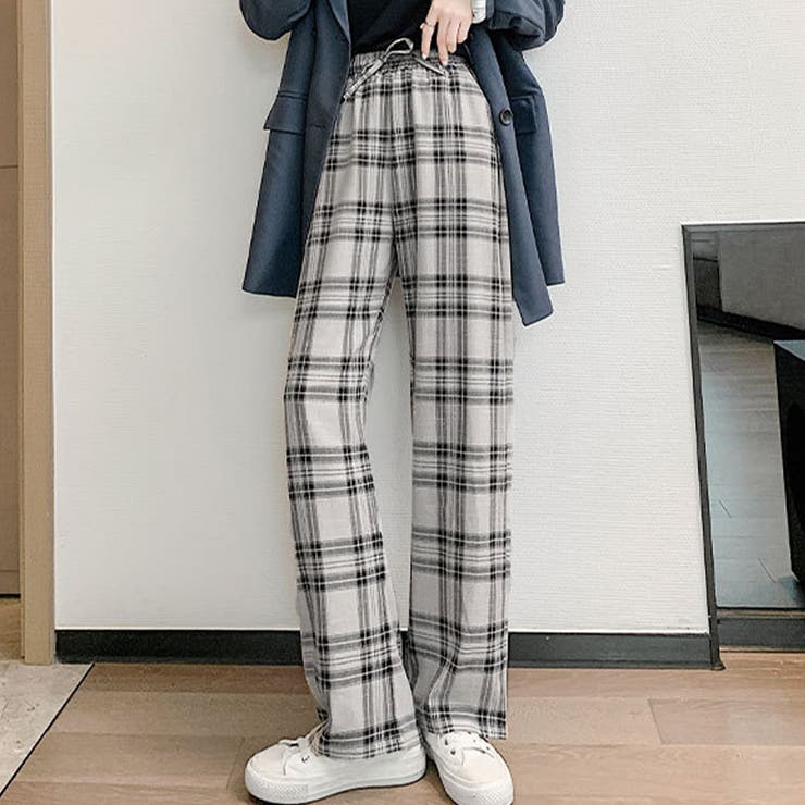 チェック柄 カジュアル パンツ ハイウエスト 秋 春 韓国 nr6540 楽天市場】チェック パンツ レディース ボトムス ハイウエスト