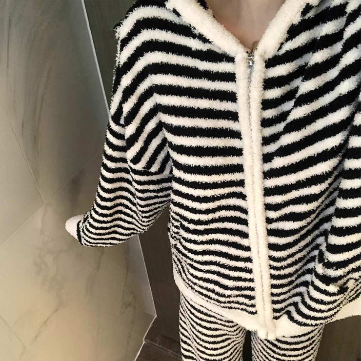 ブラック | もこもこ上下セットアップパジャマ 部屋着 旅行 | maison de LATIR