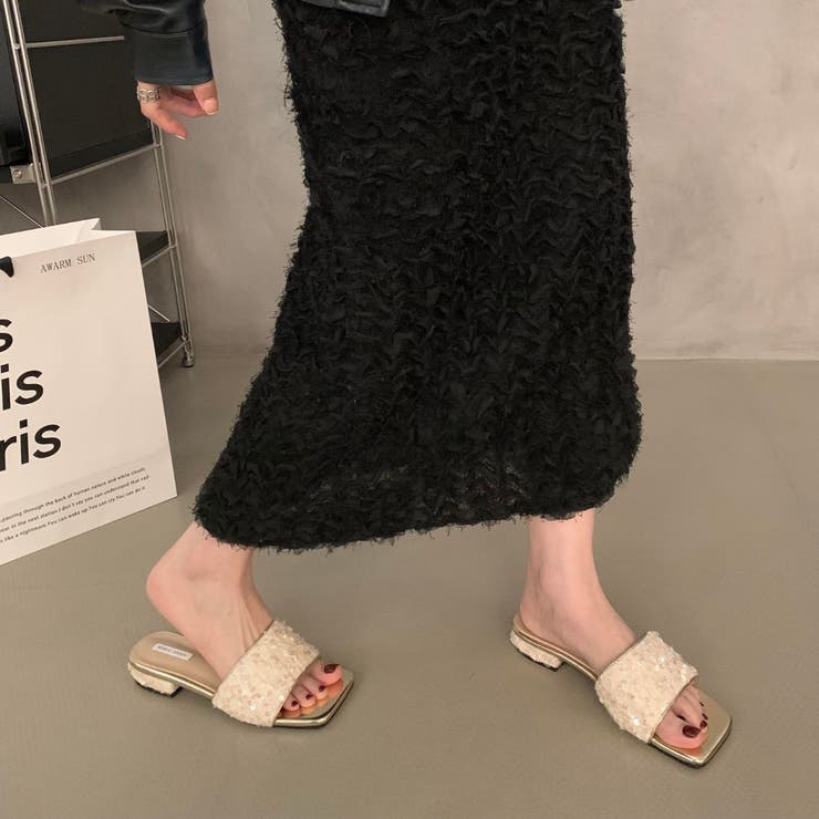 手軽に履ける長時間のお出かけも疲れにくいスパンコールサンダル シャイニー 輝き | maison de LATIR | 詳細画像2 