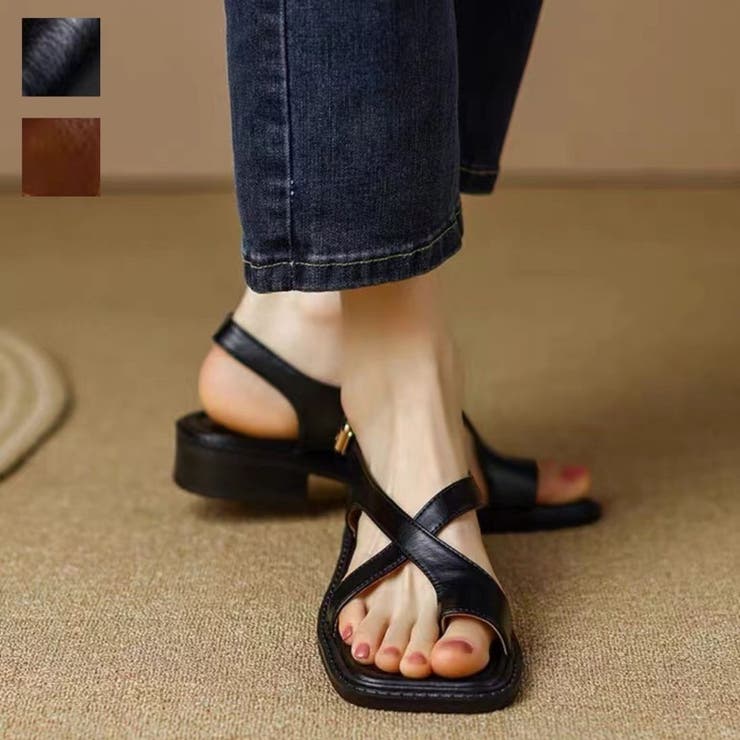 幅広いコーデになじむトングサンダル 太ヒール 低ヒール2cm | maison de LATIR | 詳細画像1 