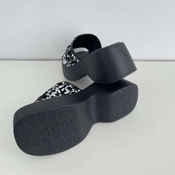 一気に華やかさアップスパンコールサンダル 厚底 フラットソール | maison de LATIR | 詳細画像12 