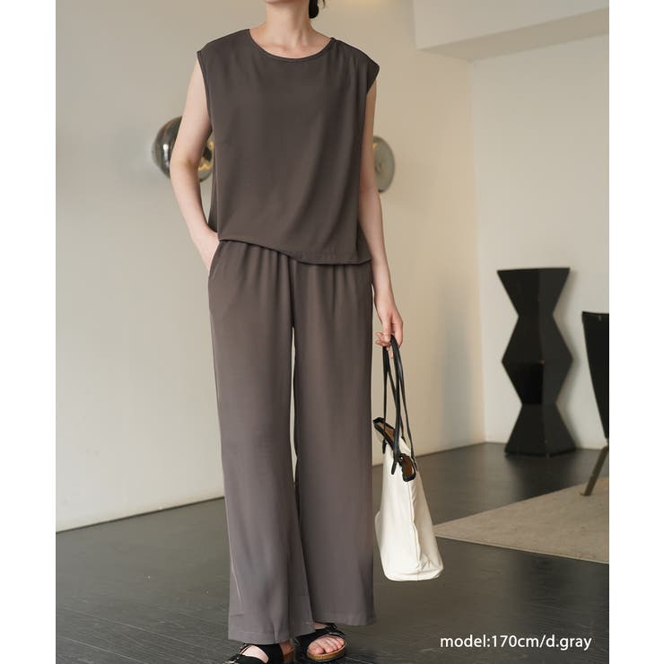 シンプルなデザインがセットアップ ノースリーブ ワイドパンツ | maison de LATIR | 詳細画像9 