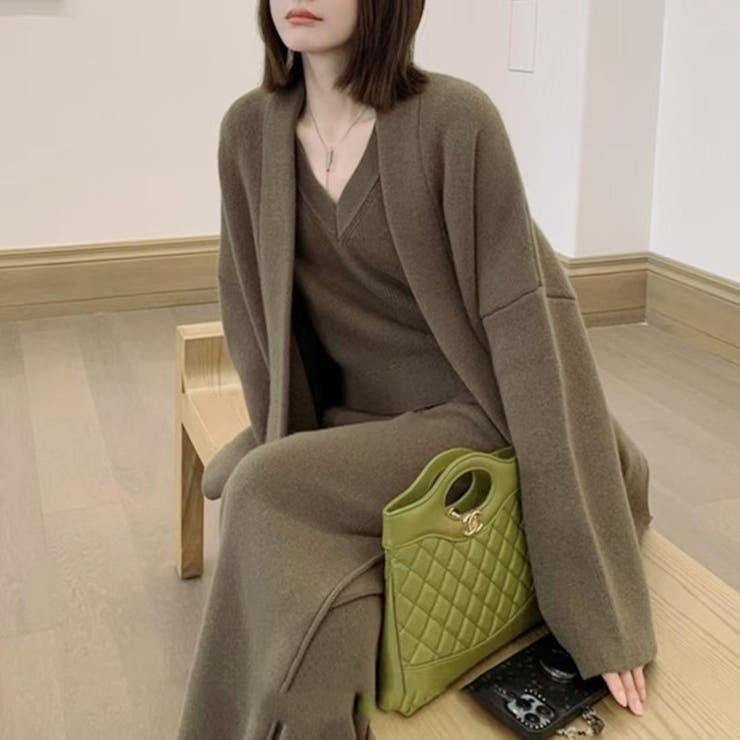 ブラウン | フルコーデ完成！トップス&パンツ&カーディガンの3点セットアップ 秋 | maison de LATIR
