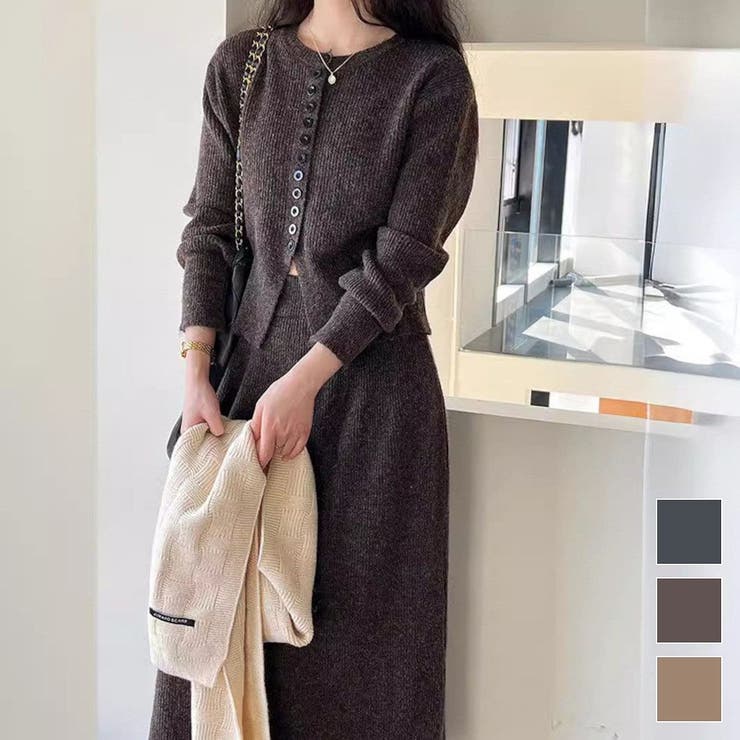 スタイル良く女性らしさを最大限に引き出してくれるトップス&スカート2点セットアッ… | maison de LATIR | 詳細画像1 
