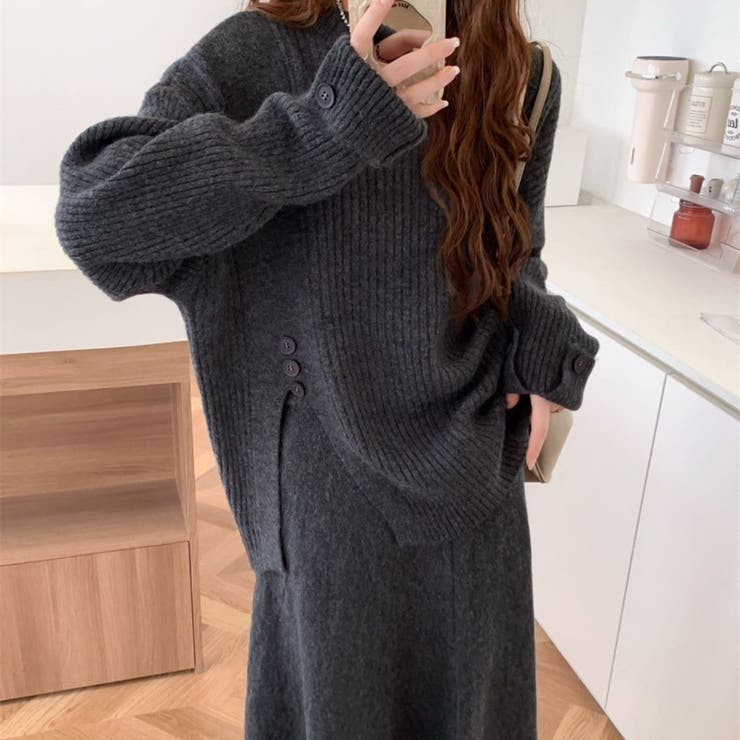 【セットアップ】長袖ニットトップス&フレアロングスカート トップス ニット | maison de LATIR | 詳細画像2 