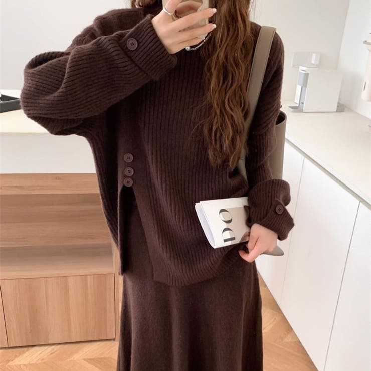 【セットアップ】長袖ニットトップス&フレアロングスカート トップス ニット | maison de LATIR | 詳細画像6 