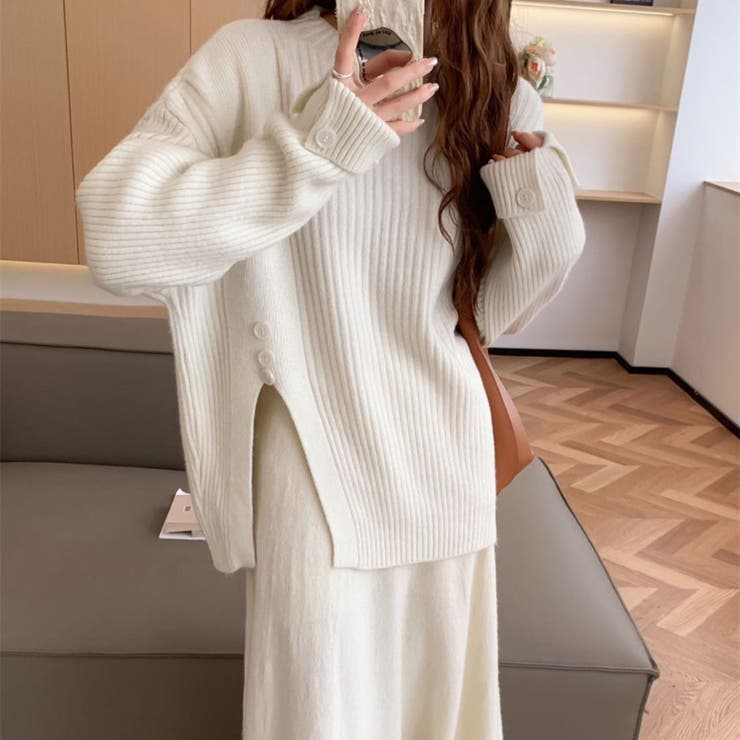 【セットアップ】長袖ニットトップス&フレアロングスカート トップス ニット | maison de LATIR | 詳細画像9 