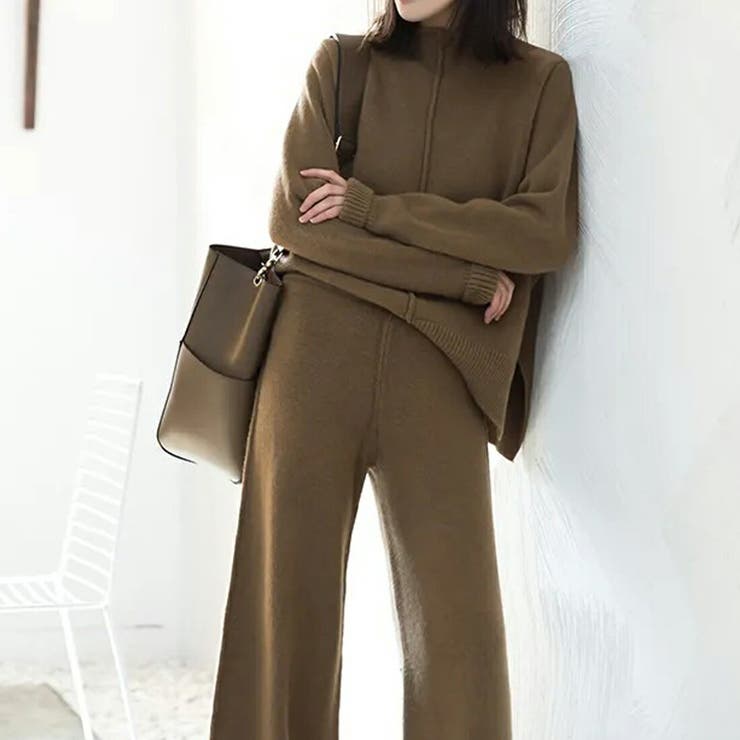 ブラウン | 動きやすさと快適さにこだわったセットアップ トップス&パンツ デイリー | maison de LATIR