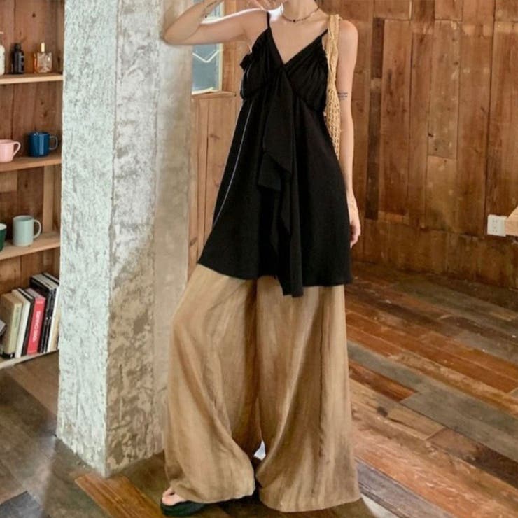 幅広いスタイリングが楽しめるキャミソール&ワイドパンツ トップス キャミワンピー… | maison de LATIR | 詳細画像2 