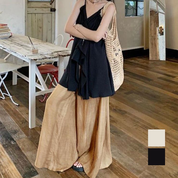 幅広いスタイリングが楽しめるキャミソール&ワイドパンツ トップス キャミワンピー… | maison de LATIR | 詳細画像1 