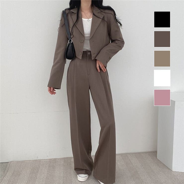即トレンドコーデが完成するショートジャケット+ワイドパンツセットアップ 長袖 | maison de LATIR | 詳細画像1 