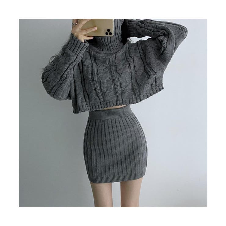 レディなシルエットを楽しむケーブルニット&リブ編みスカートセットアップ ニットプ… | maison de LATIR | 詳細画像3 