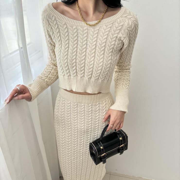 ほどよいフィット感で綺麗なライン魅せエレガントショート丈ニットトップス&ミディア… | maison de LATIR | 詳細画像5 