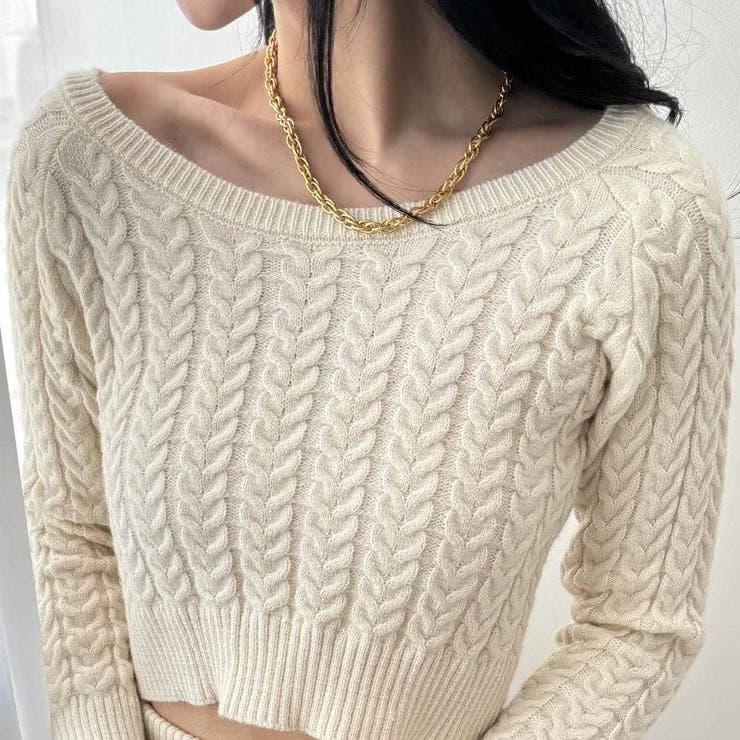 ほどよいフィット感で綺麗なライン魅せエレガントショート丈ニットトップス&ミディア… | maison de LATIR | 詳細画像6 