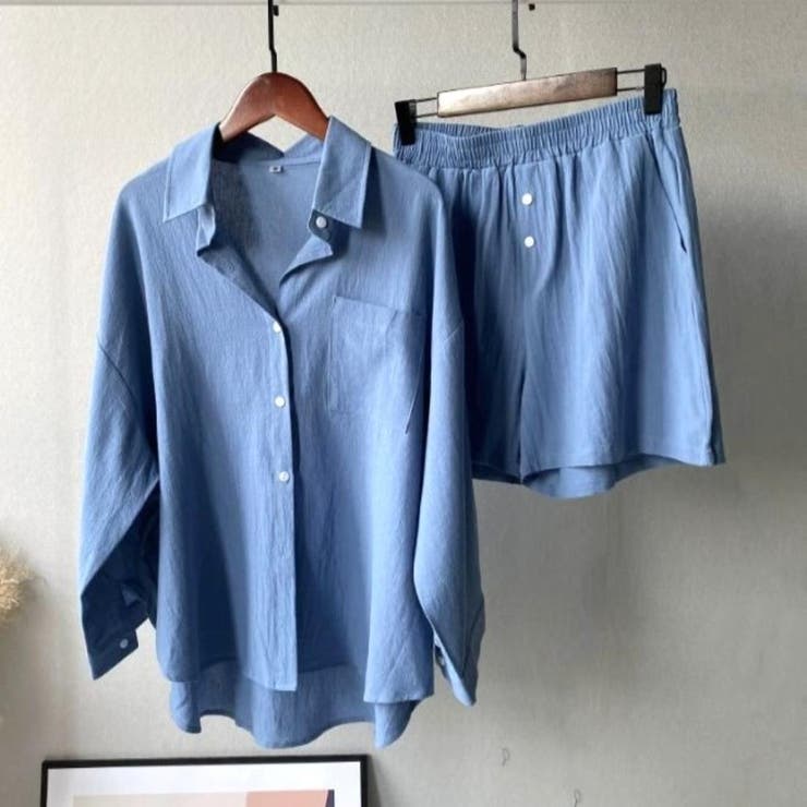 ブルー | 大人抜け感を演出するブラウス&ショートパンツ リラックス ラフ | maison de LATIR