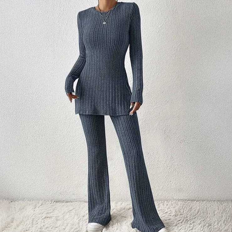 リラックス感と旬の着こなしリブニットセットアップ トップス 長袖 | maison de LATIR | 詳細画像2 