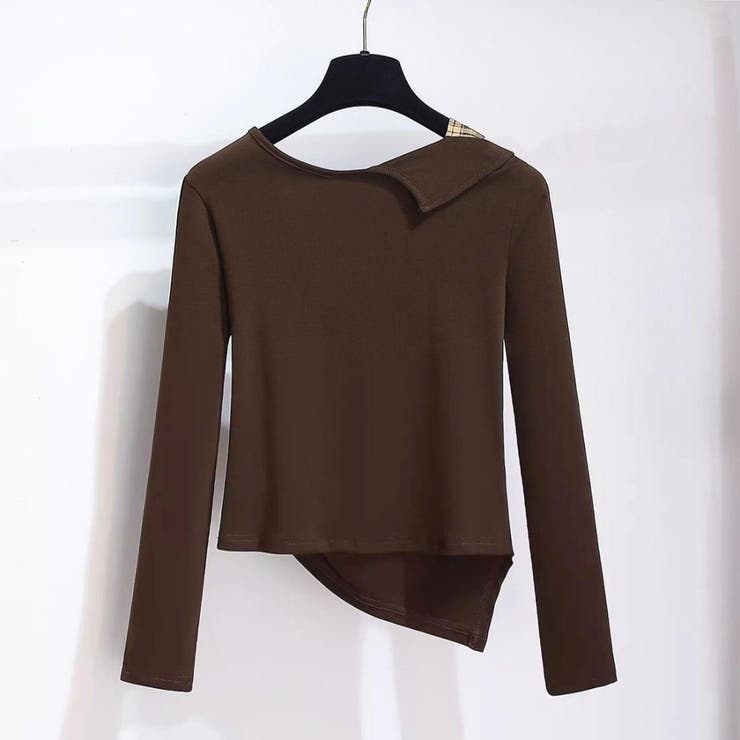 一枚で完成アシメトップス&チェック柄ロングドレープスカート アンサンブル オフィス | maison de LATIR | 詳細画像10 