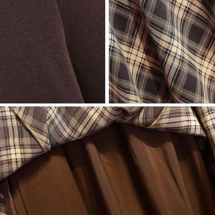 一枚で完成アシメトップス&チェック柄ロングドレープスカート アンサンブル オフィス | maison de LATIR | 詳細画像12 