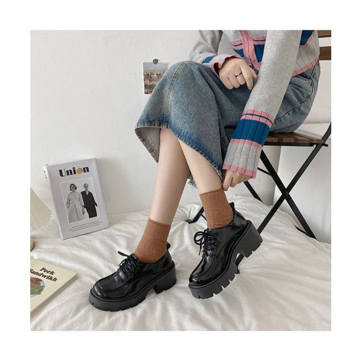 カジュアル可愛い厚底レースアップシューズ きれい目 カジュアル | maison de LATIR | 詳細画像5 