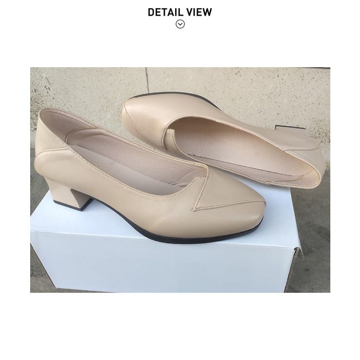 女性らしい足元を演出するスクエアトゥチャンキーヒールパンプス 冬 太ヒール | maison de LATIR | 詳細画像10 