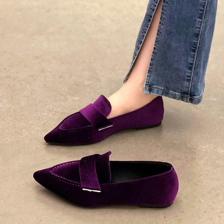 パープル | ぺたんこでも華やかな大人パンプス 足元 靴 | maison de LATIR