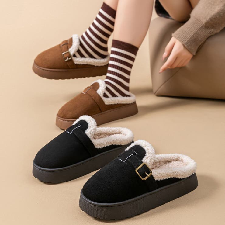 暖足元ふわもこムートンスリッポン シューズ ヒール4cm | maison de LATIR | 詳細画像2 