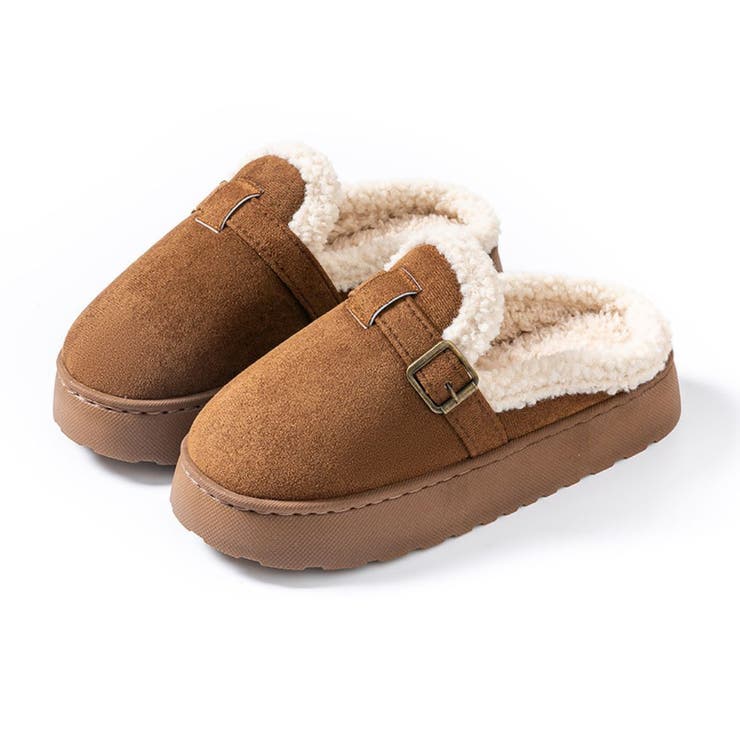 ベージュ | 暖足元ふわもこムートンスリッポン シューズ ヒール4cm | maison de LATIR