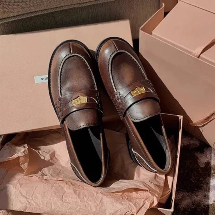 ブラウン | 上品なヴィンテージ感漂うローファー 上質 本革 | maison de LATIR