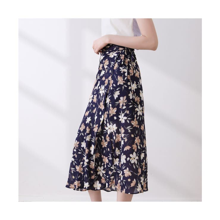 美品✨　45rpm 花柄　ラップスカート　巻きスカート　ロング　コットン　2 美品✨ 45rpm 花柄 ラップスカート 巻きスカート ロング