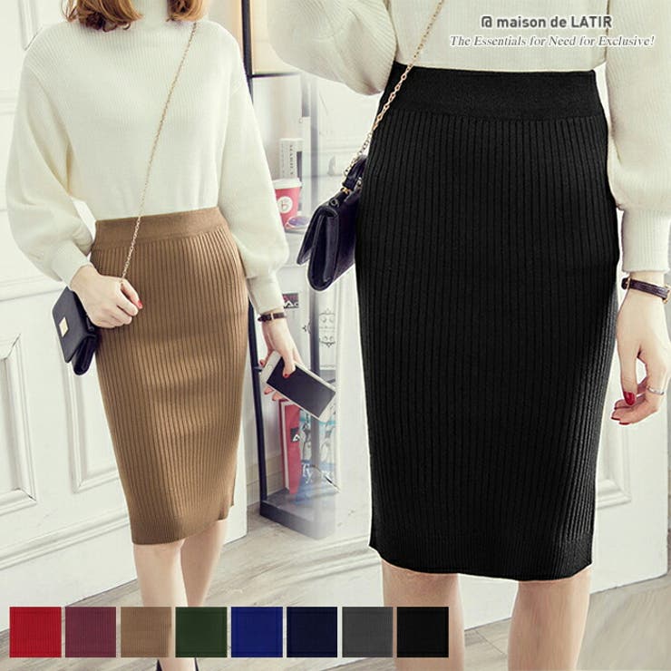 「リブニットタイトスカート」すっきりとしたシルエットが魅力韓国ファッション 秋冬 | maison de LATIR | 詳細画像1 