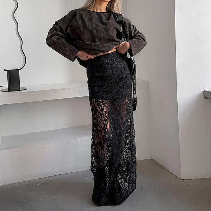 モード感漂うロング丈スカート レーススカート シアースカート | maison de LATIR | 詳細画像9 