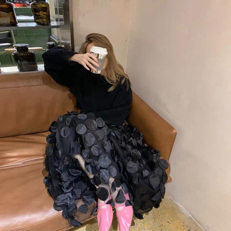 華やか＆軽やかなドットモチーフシフォンスカート ロング 裏地付き | maison de LATIR | 詳細画像5 