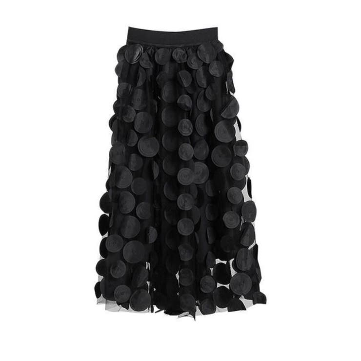 華やか＆軽やかなドットモチーフシフォンスカート ロング 裏地付き | maison de LATIR | 詳細画像7 