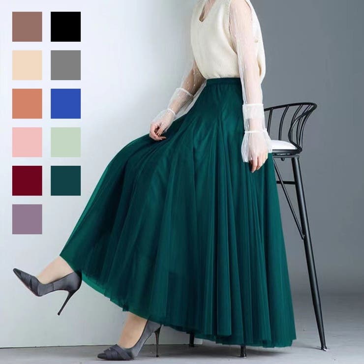 ふわっと華やかチュールロングスカート ロング丈 マキシスカート | maison de LATIR | 詳細画像1 