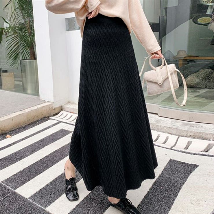 ブラック | ハイウエストニットロングスカート スカート ロングスカート | maison de LATIR