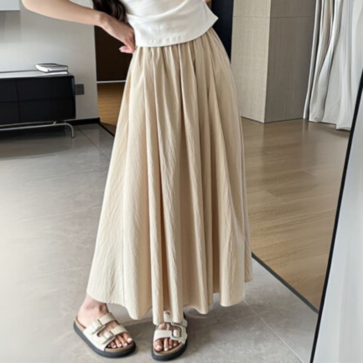 ベージュ | 楽ちんな履き心地のマキシスカート ボトム 冬 | maison de LATIR