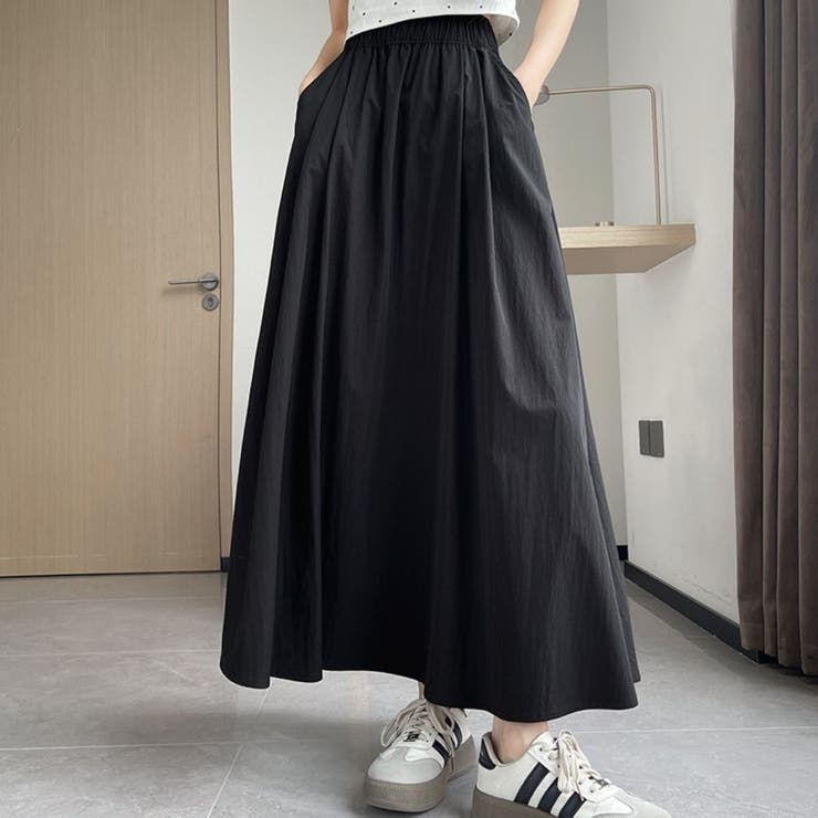 ブラック | 楽ちんな履き心地のマキシスカート ボトム 冬 | maison de LATIR