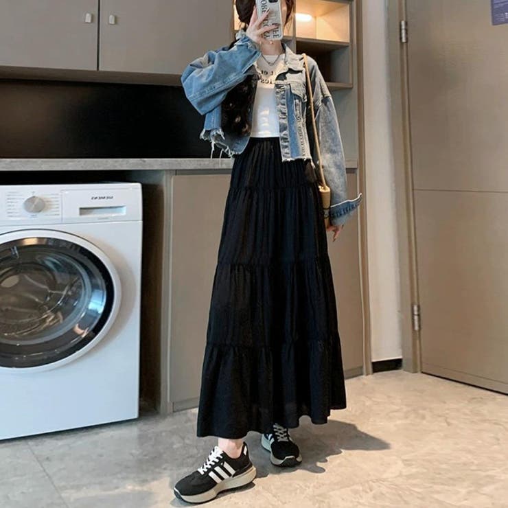 歩くたびに揺れる軽やかなティアードスカート ボトム ロング丈 | maison de LATIR | 詳細画像2 