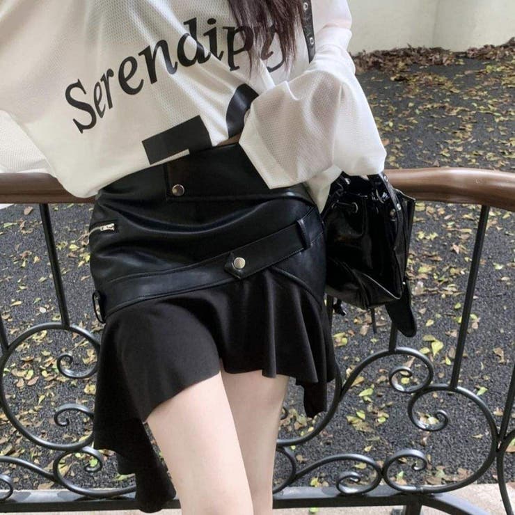 冬コーデを格上げ レザー異素材コンビネーションスカート ミニ | maison de LATIR | 詳細画像12 