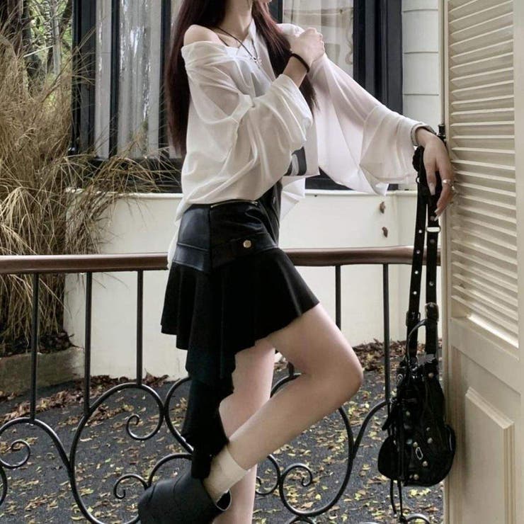 冬コーデを格上げ レザー異素材コンビネーションスカート ミニ | maison de LATIR | 詳細画像17 