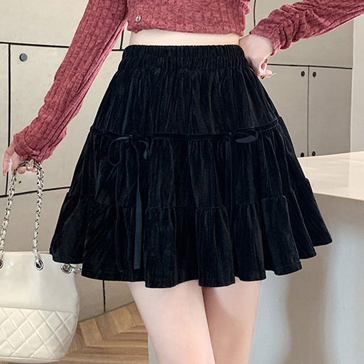 ブラック | 動きやすくて可愛いミニ丈スカート ボトム スカート | maison de LATIR