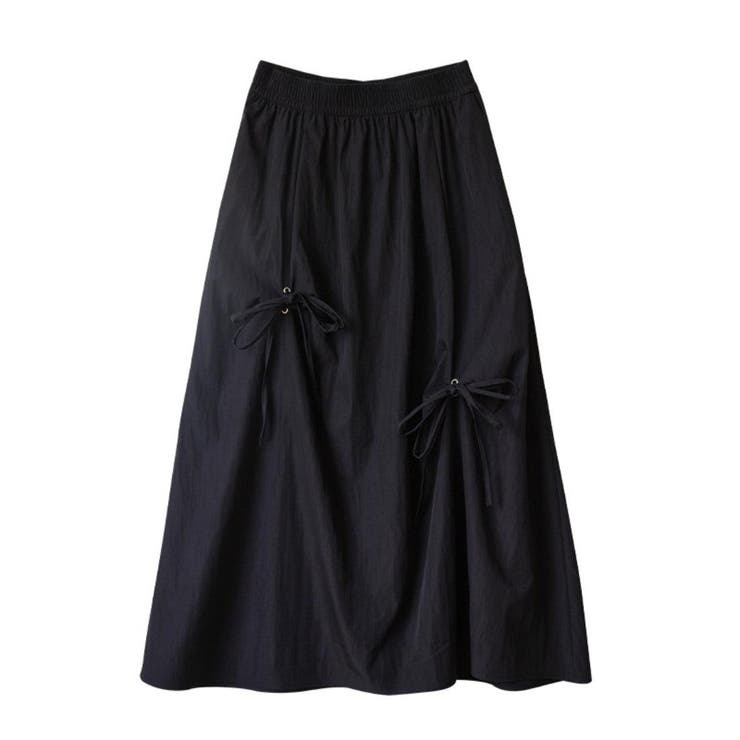 揺れるたび、さりげなく可愛いリボンアクセントギャザーロングスカート オフィス オ… | maison de LATIR | 詳細画像8 