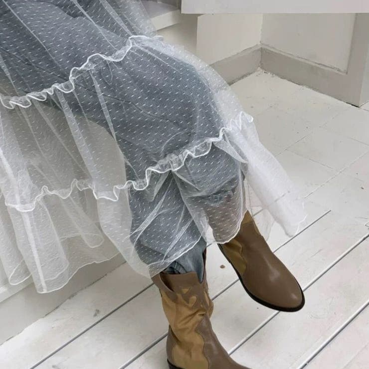 重ねるだけで、やさしいニュアンスをプラスするシアー素材レースラップスカート ボト… | maison de LATIR | 詳細画像4 