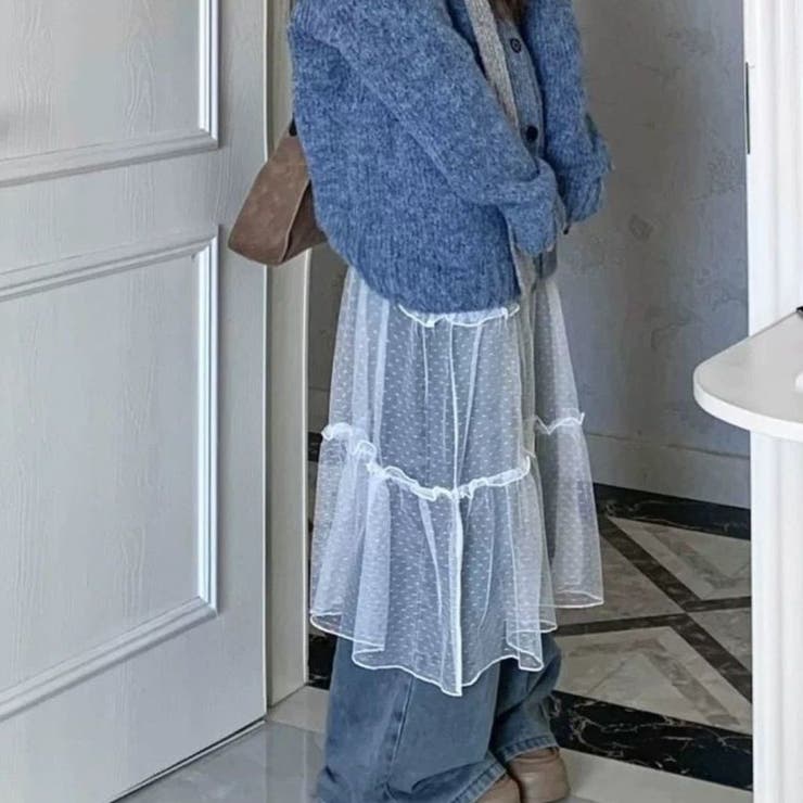 重ねるだけで、やさしいニュアンスをプラスするシアー素材レースラップスカート ボト… | maison de LATIR | 詳細画像1 