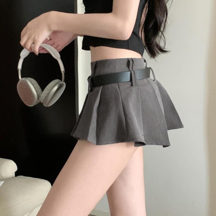 ベルトデザインが映える、インナーパンツ付きタックプリーツミニスカート レディース… | maison de LATIR | 詳細画像5 