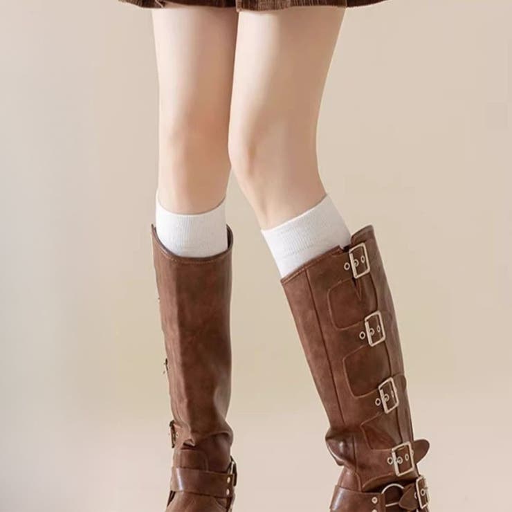 ひざ下丈（ブラック×ホワイト） | 2個セット ミニボトムになじむニーハイソックス ソックス | maison de LATIR