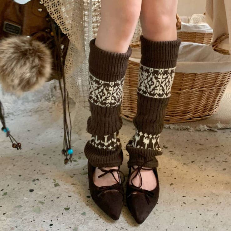 ほっこりあったかノルティック柄ニットレッグウォーマー ルーズソックス | maison de LATIR | 詳細画像6 