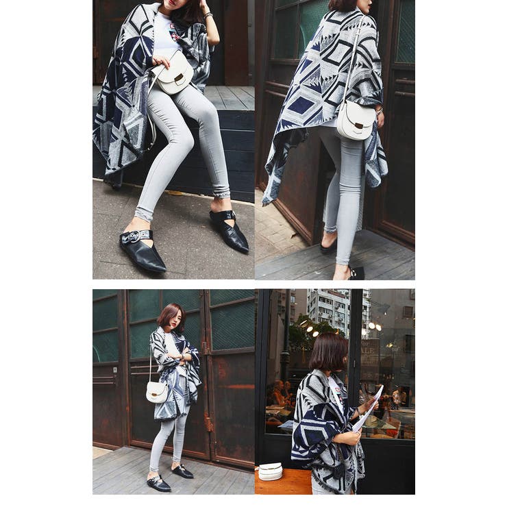 幾何学模様 ポンチョ ポンチョ[品番：MSDL0000572]｜maison de LATIR