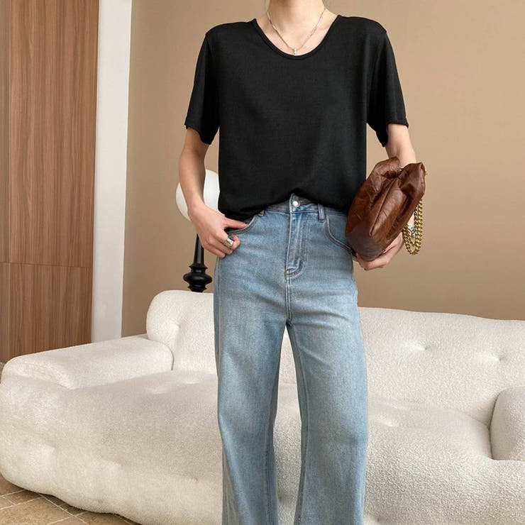 大人デイリースタイルを引き立てる半袖Tシャツ ラウンドネック ロング丈 | maison de LATIR | 詳細画像4 